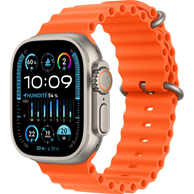 Apple Watch Ultra 2 Bo tier en titane Bracelet Oc an orange